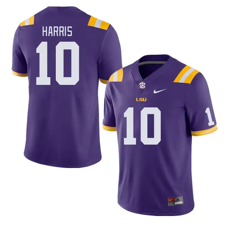 Men's LSU Tigers Denver Harris #10 Purple NCAA Football Jersey